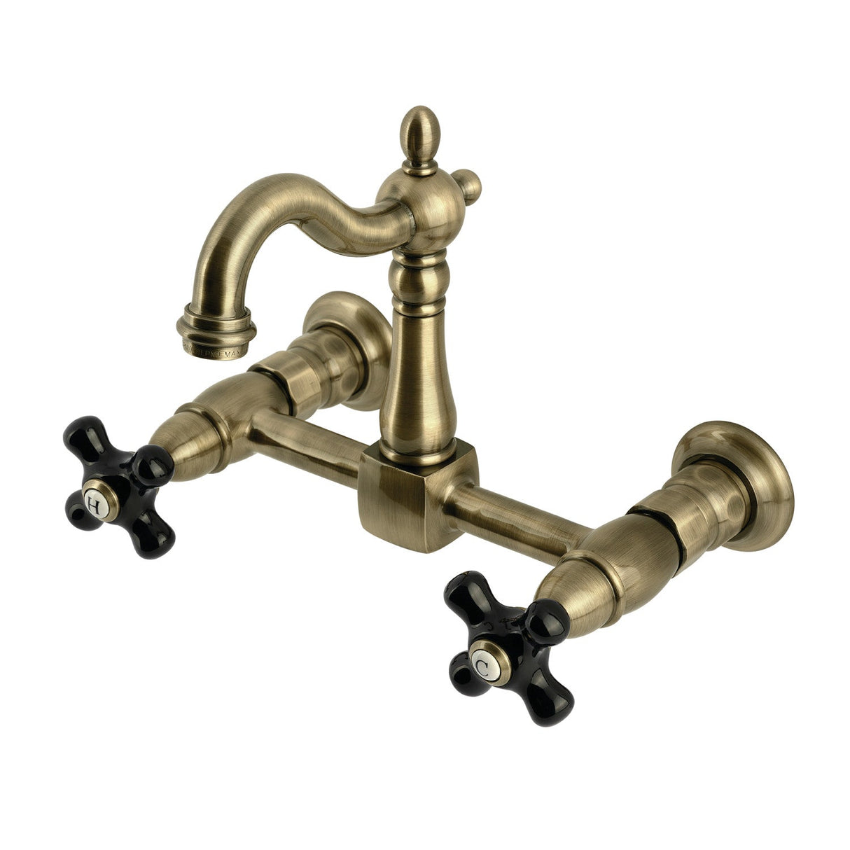 Duchess KS2443PKX Two-Handle 2-Hole Wall Mount Kitchen Faucet, Antique Brass