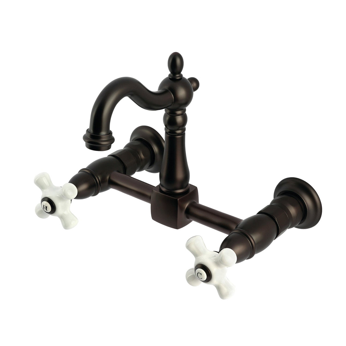Heritage KS2445PX Two-Handle 2-Hole Wall Mount Kitchen Faucet, Oil Rubbed Bronze