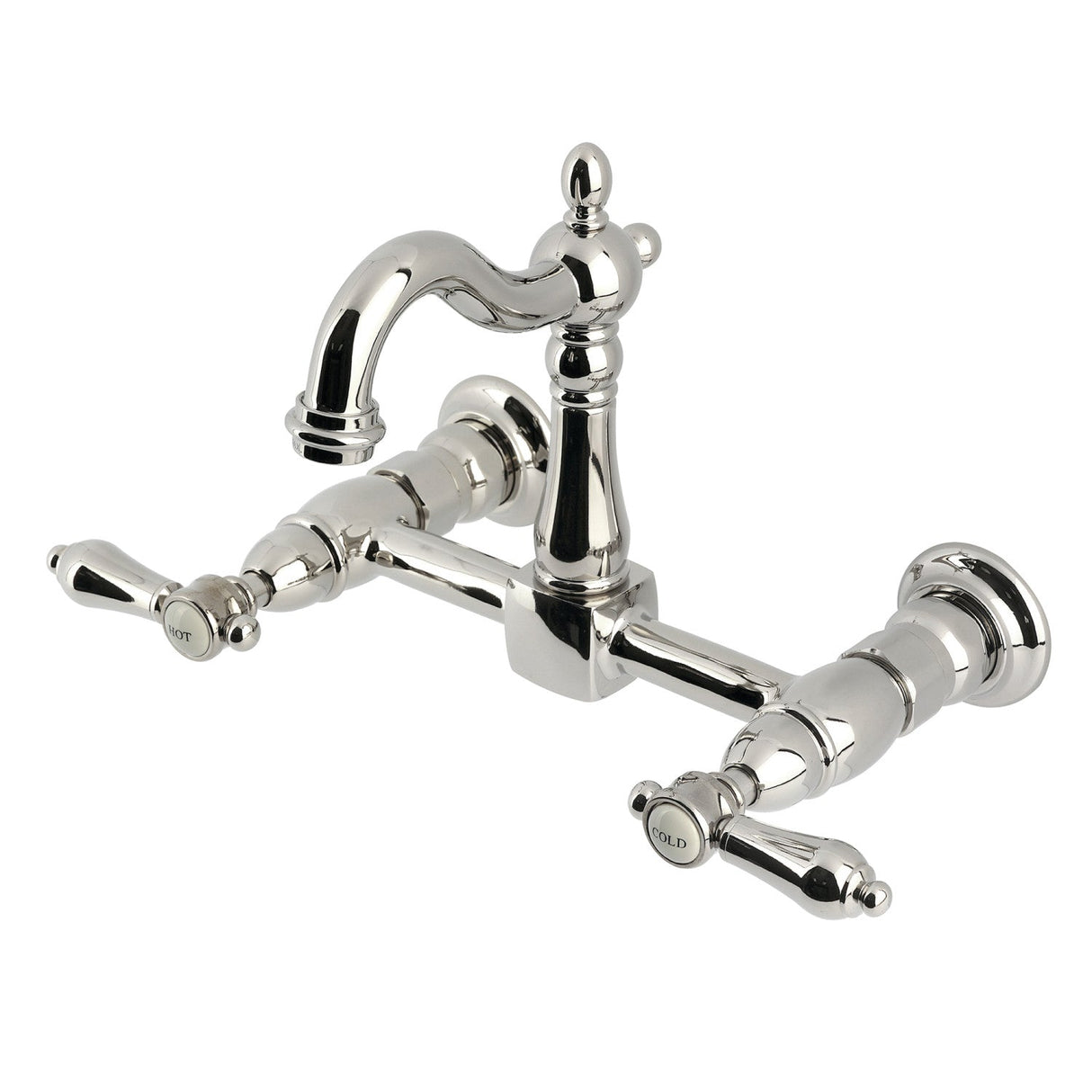 Heirloom KS2446BAL Two-Handle 2-Hole Wall Mount Kitchen Faucet, Polished Nickel