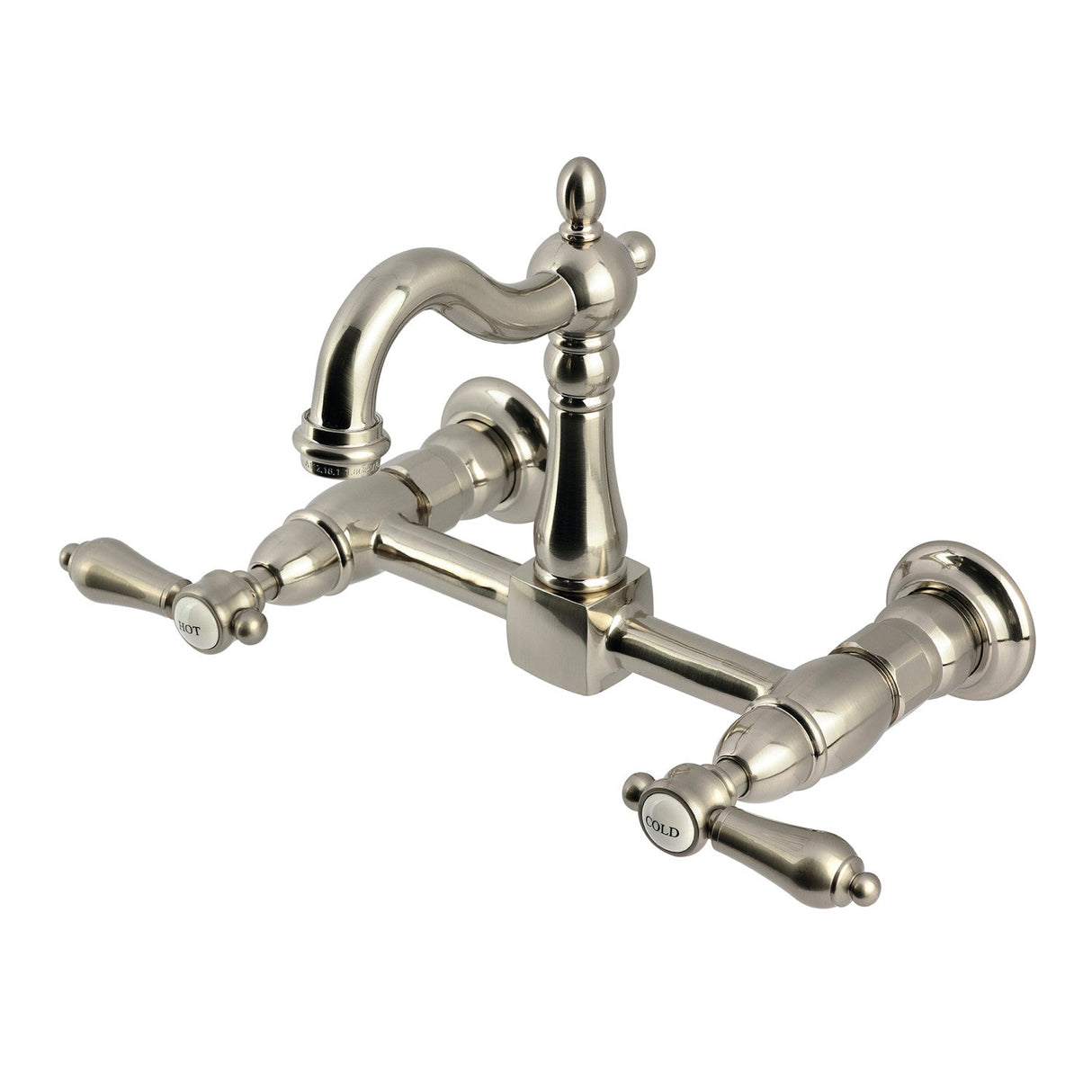 Heirloom KS2448BAL Two-Handle 2-Hole Wall Mount Kitchen Faucet, Brushed Nickel