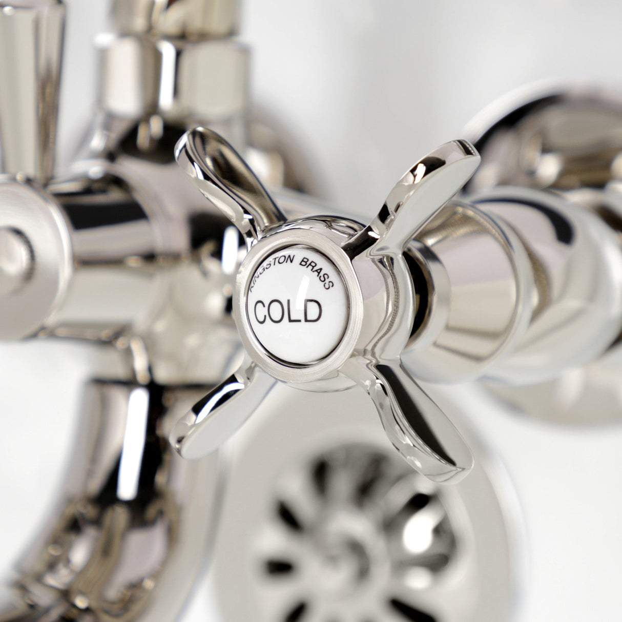 Essex KS245PN Three-Handle 2-Hole Tub Wall Mount Clawfoot Tub Faucet with Handshower, Polished Nickel