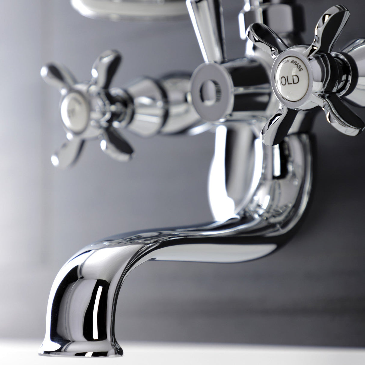 Essex KS246C Three-Handle 2-Hole Wall Mount Clawfoot Tub Faucet with Handshower, Polished Chrome