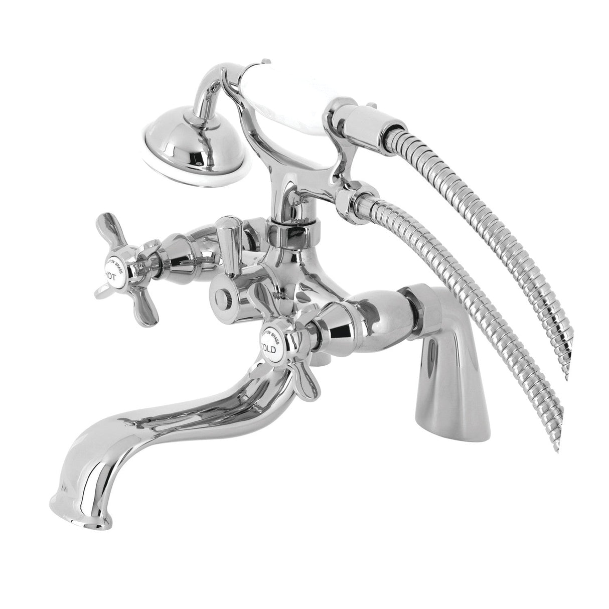 Essex KS247C Three-Handle 2-Hole Deck Mount Clawfoot Tub Faucet with Handshower, Polished Chrome