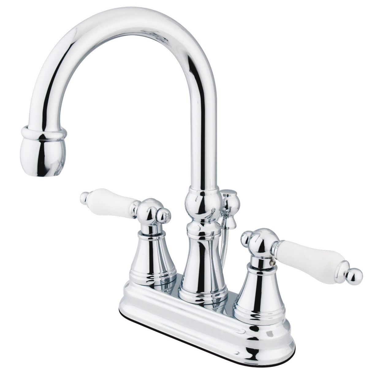 Governor KS2611PL Two-Handle 3-Hole Deck Mount 4" Centerset Bathroom Faucet with Brass Pop-Up, Polished Chrome