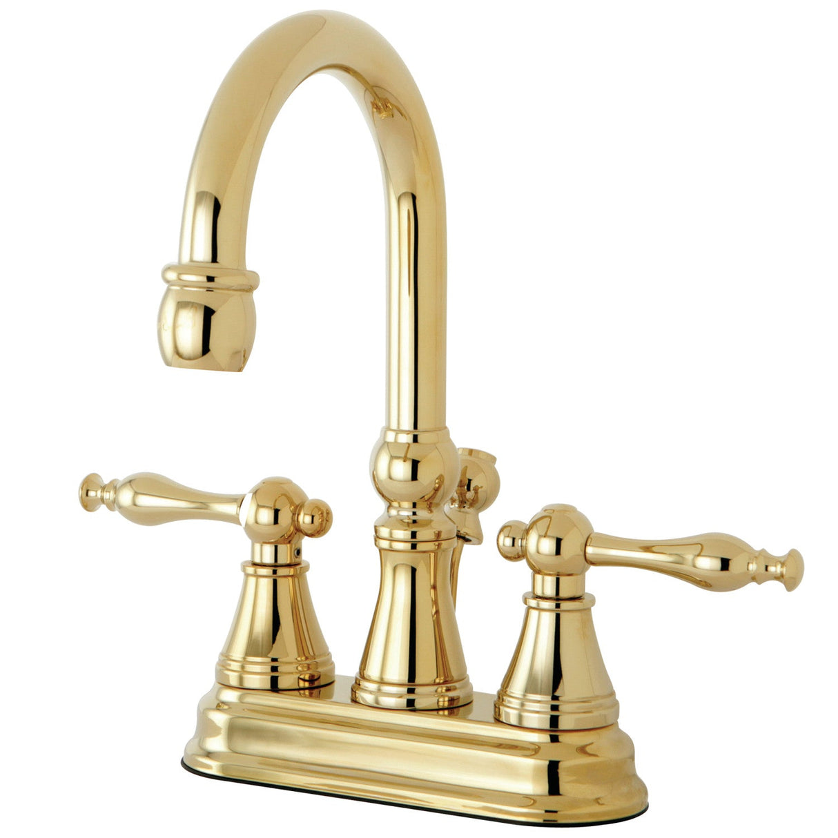 Naples KS2612NL Two-Handle 3-Hole Deck Mount 4" Centerset Bathroom Faucet with Brass Pop-Up, Polished Brass