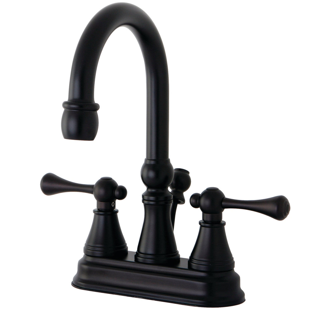 Restoration KS2615BL Two-Handle 3-Hole Deck Mount 4" Centerset Bathroom Faucet with Brass Pop-Up, Oil Rubbed Bronze