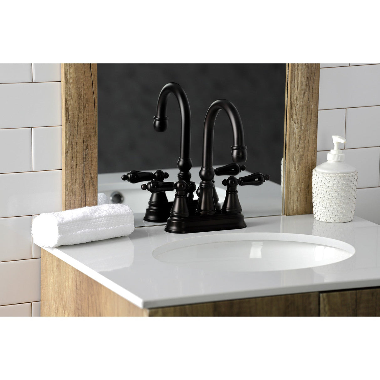 Duchess KS2615PKL Two-Handle Deck Mount 4" Centerset Bathroom Faucet with Brass Pop-Up, Oil Rubbed Bronze