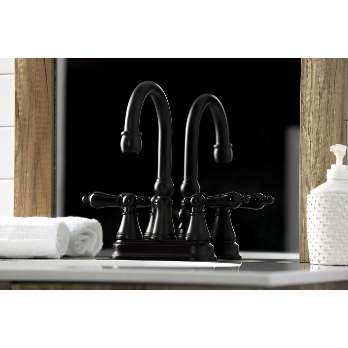 Duchess KS2615PKL Two-Handle Deck Mount 4" Centerset Bathroom Faucet with Brass Pop-Up, Oil Rubbed Bronze