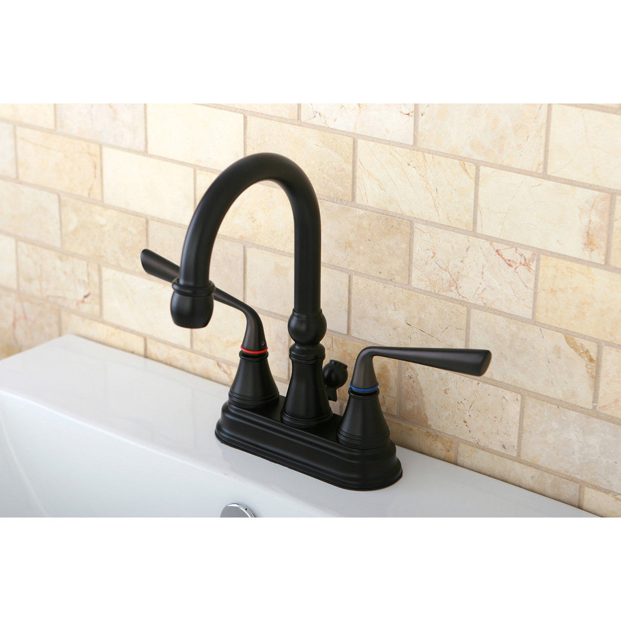 Silver Sage KS2615ZL Two-Handle 3-Hole Deck Mount 4" Centerset Bathroom Faucet with Brass Pop-Up, Oil Rubbed Bronze
