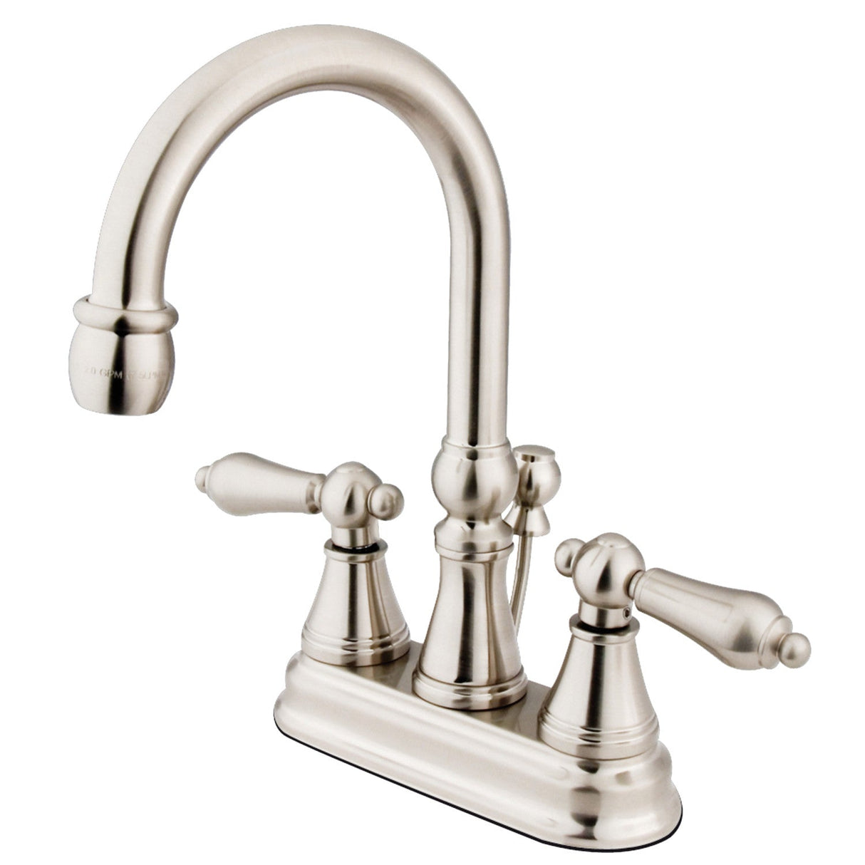 Governor KS2618AL Two-Handle 3-Hole Deck Mount 4" Centerset Bathroom Faucet with Brass Pop-Up, Brushed Nickel