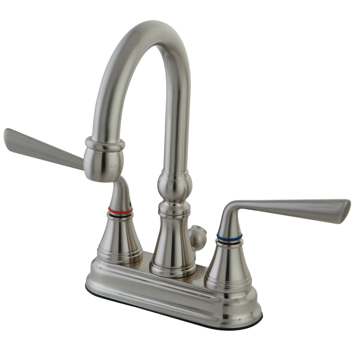 Silver Sage KS2618ZL Two-Handle 3-Hole Deck Mount 4" Centerset Bathroom Faucet with Brass Pop-Up, Brushed Nickel