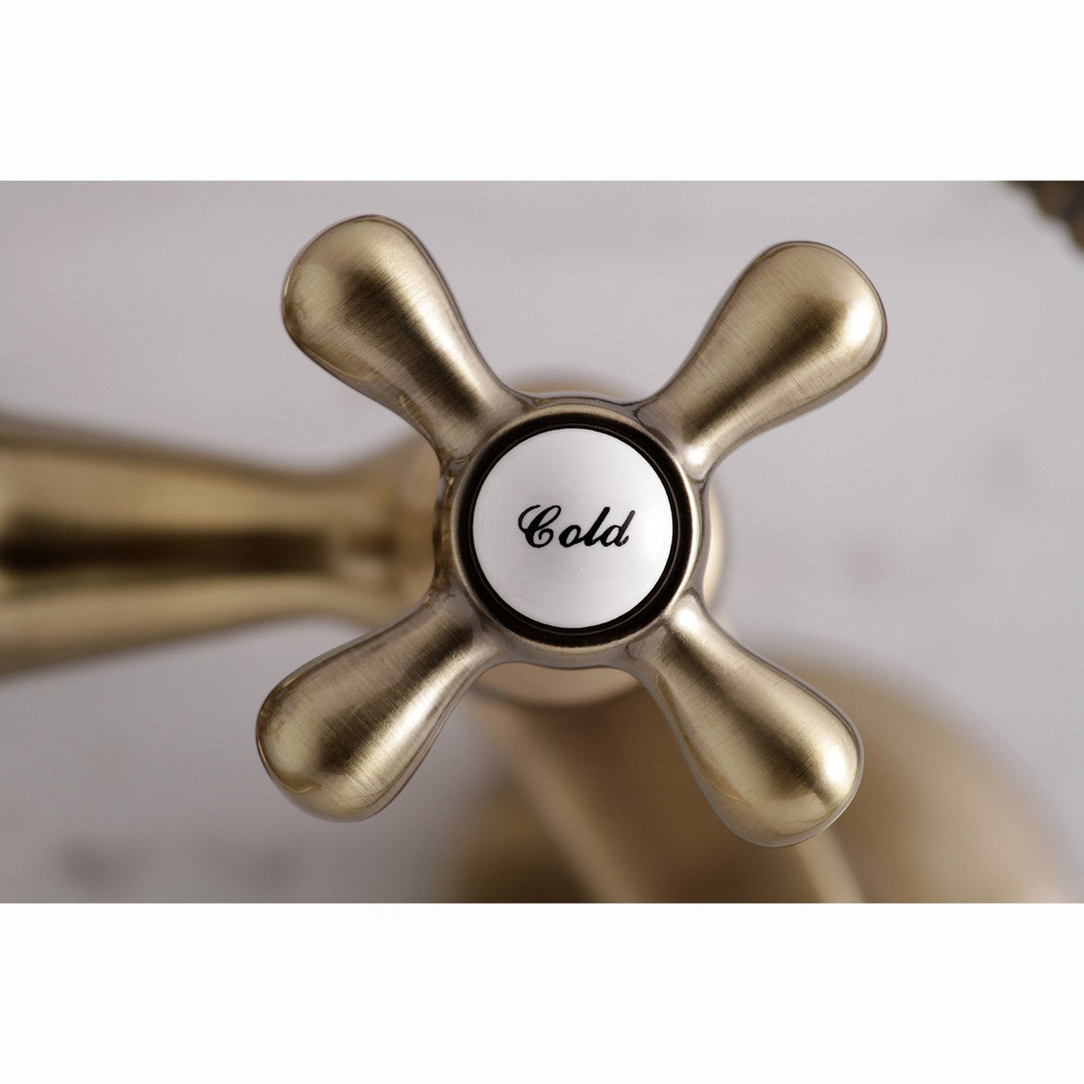 Kingston KS265AB Three-Handle 2-Hole Tub Wall Mount Clawfoot Tub Faucet with Hand Shower, Antique Brass