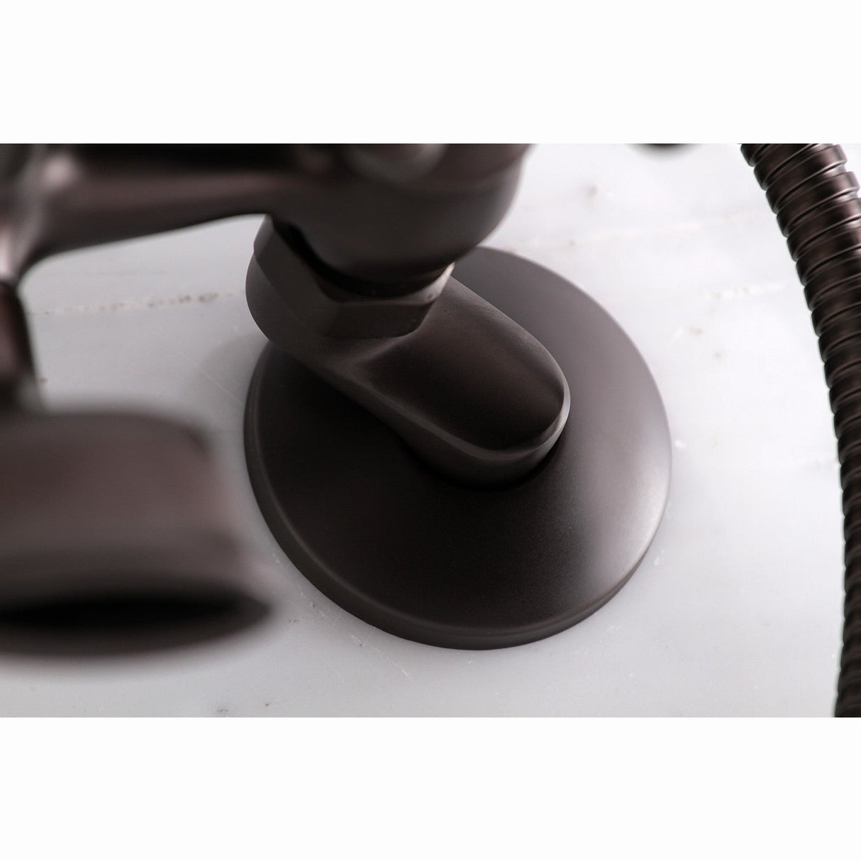 Kingston KS265ORB Three-Handle 2-Hole Tub Wall Mount Clawfoot Tub Faucet with Hand Shower, Oil Rubbed Bronze