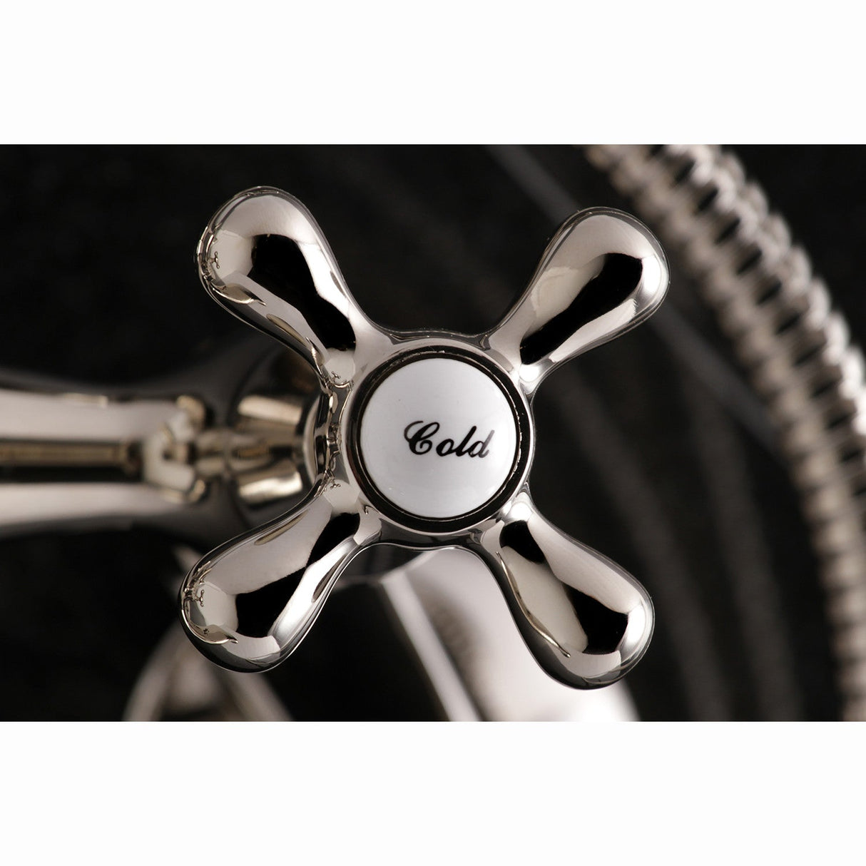 Kingston KS265PN Three-Handle 2-Hole Tub Wall Mount Clawfoot Tub Faucet with Hand Shower, Polished Nickel