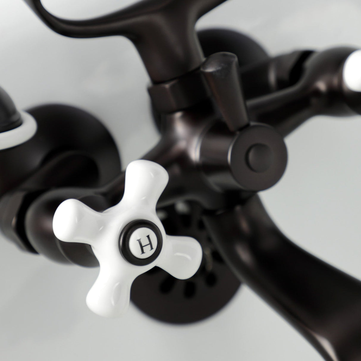 Kingston KS265PXORB Three-Handle 2-Hole Tub Wall Mount Clawfoot Tub Faucet with Hand Shower, Oil Rubbed Bronze