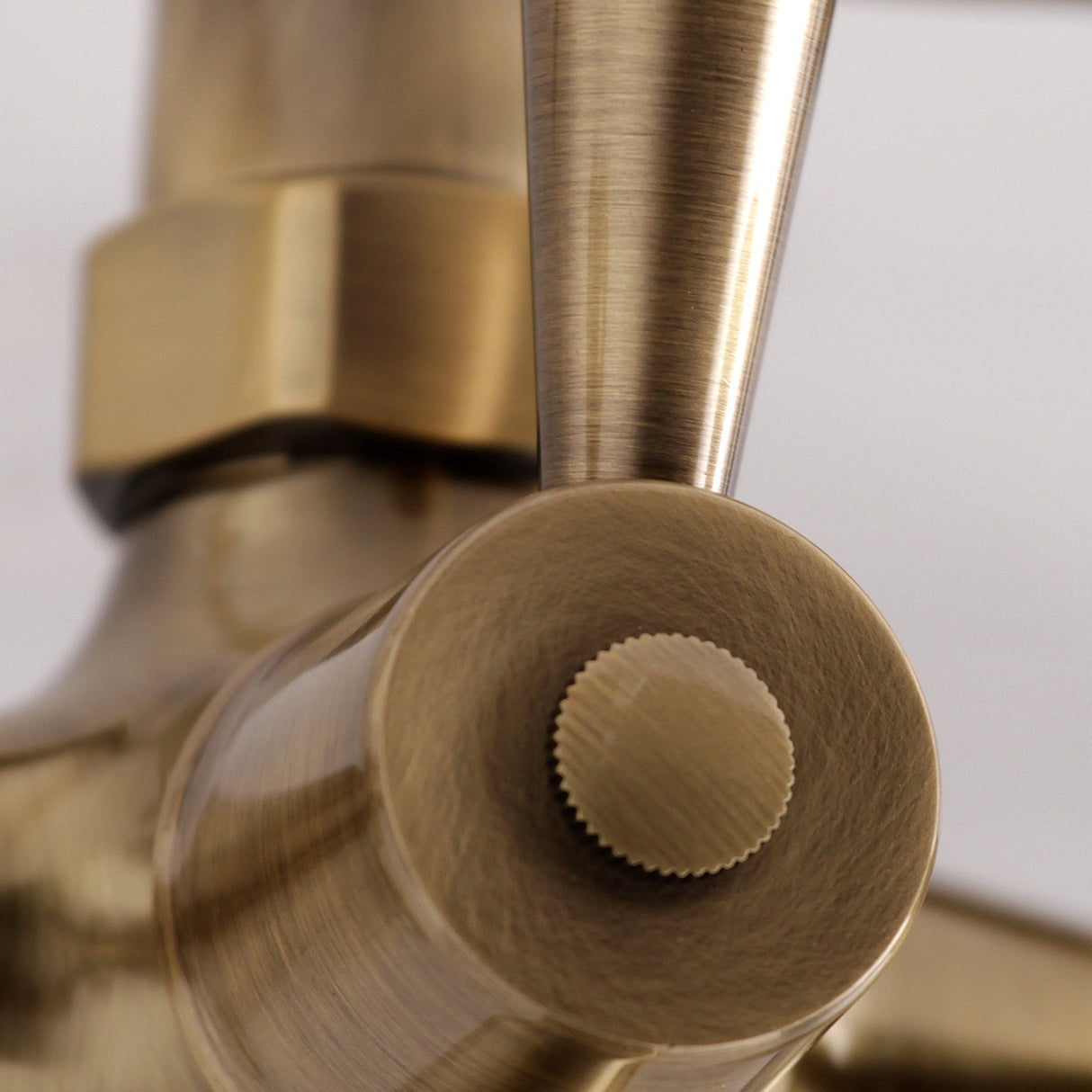 Kingston KS266AB Two-Handle 2-Hole Wall Mount Clawfoot Tub Faucet with Hand Shower, Antique Brass