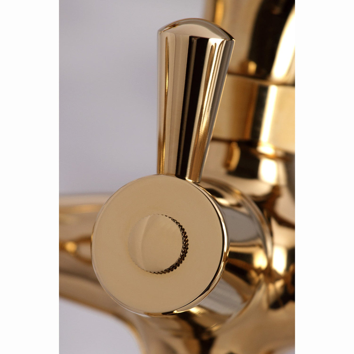 Kingston KS267PB Three-Handle 2-Hole Deck Mount Clawfoot Tub Faucet with Hand Shower, Polished Brass