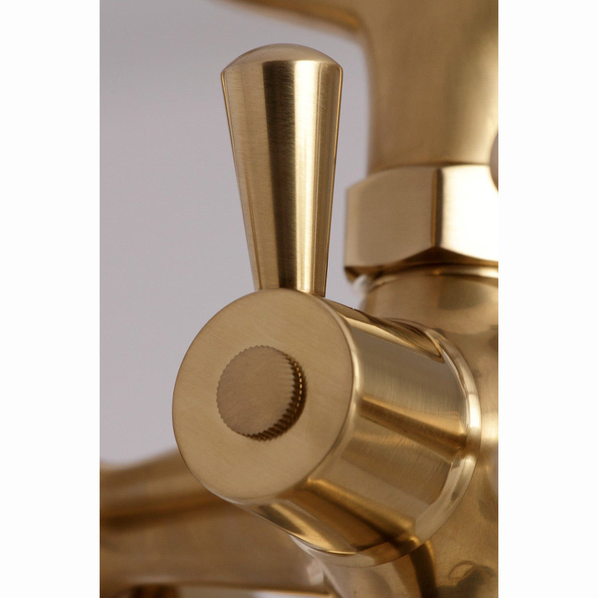 Kingston KS267SB Three-Handle 2-Hole Deck Mount Clawfoot Tub Faucet with Hand Shower, Brushed Brass