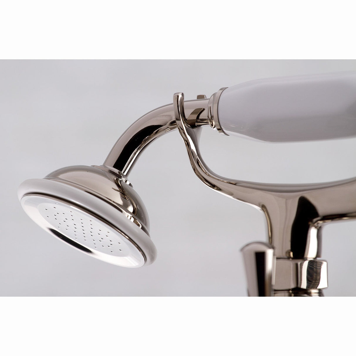 Kingston KS268PN Three-Handle 2-Hole Deck Mount Clawfoot Tub Faucet with Hand Shower, Polished Nickel
