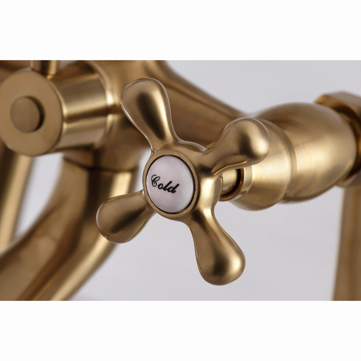 Kingston KS268SB Three-Handle 2-Hole Deck Mount Clawfoot Tub Faucet with Hand Shower, Brushed Brass