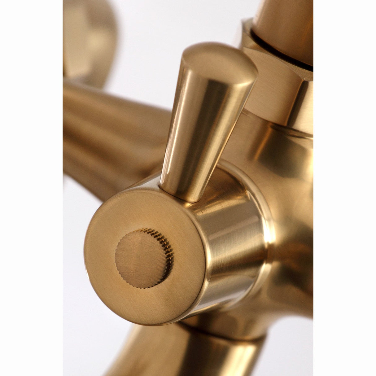 Kingston KS268SB Three-Handle 2-Hole Deck Mount Clawfoot Tub Faucet with Hand Shower, Brushed Brass