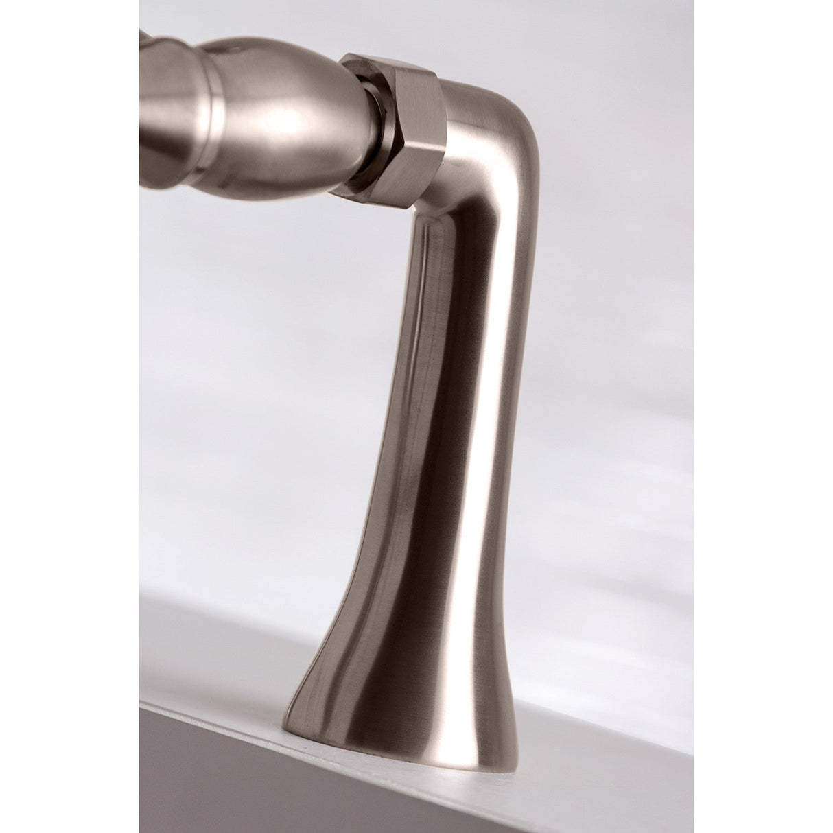 Kingston KS268SN Three-Handle 2-Hole Deck Mount Clawfoot Tub Faucet with Hand Shower, Brushed Nickel