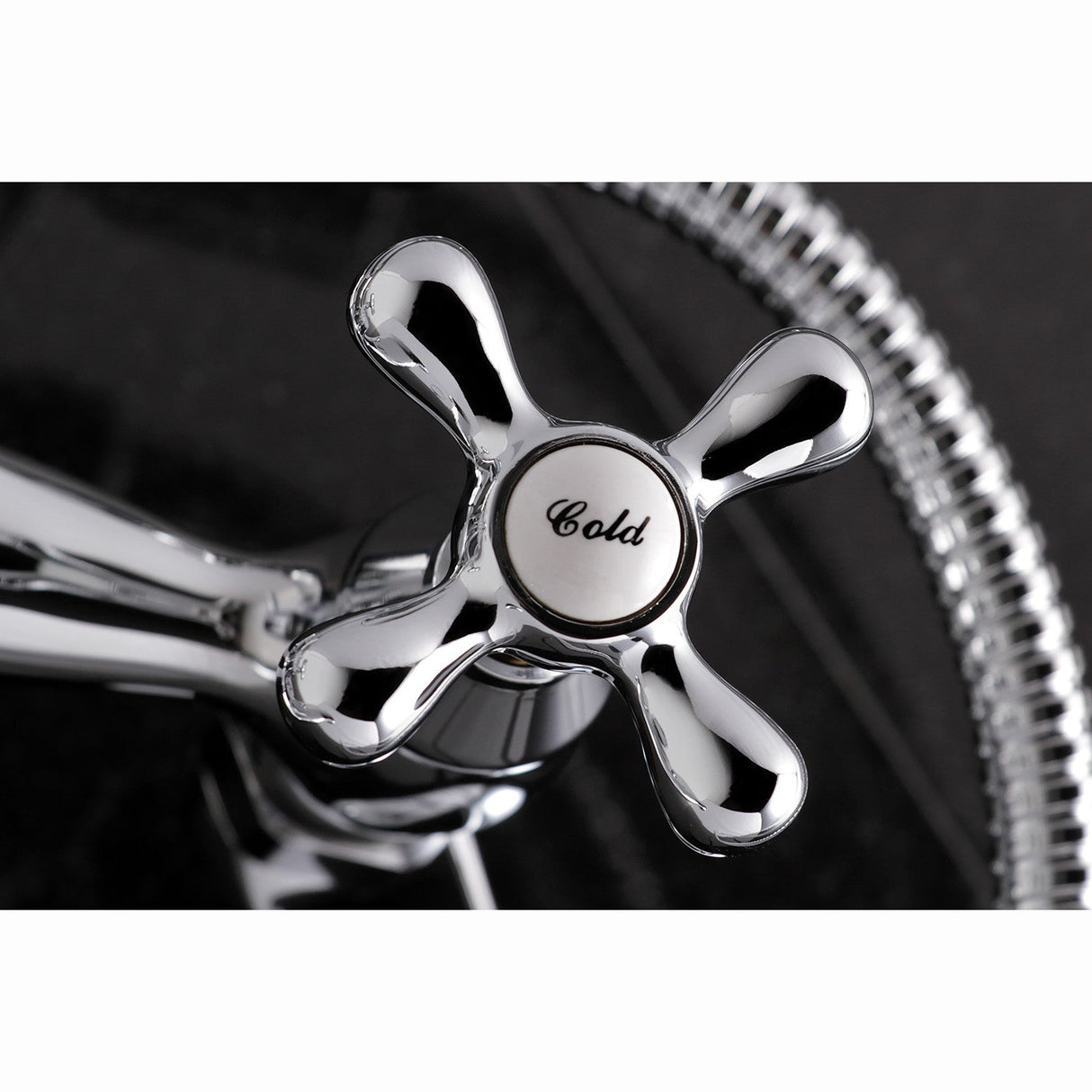 Kingston KS269C Three-Handle 2-Hole Tub Wall Mount Clawfoot Tub Faucet with Hand Shower, Polished Chrome