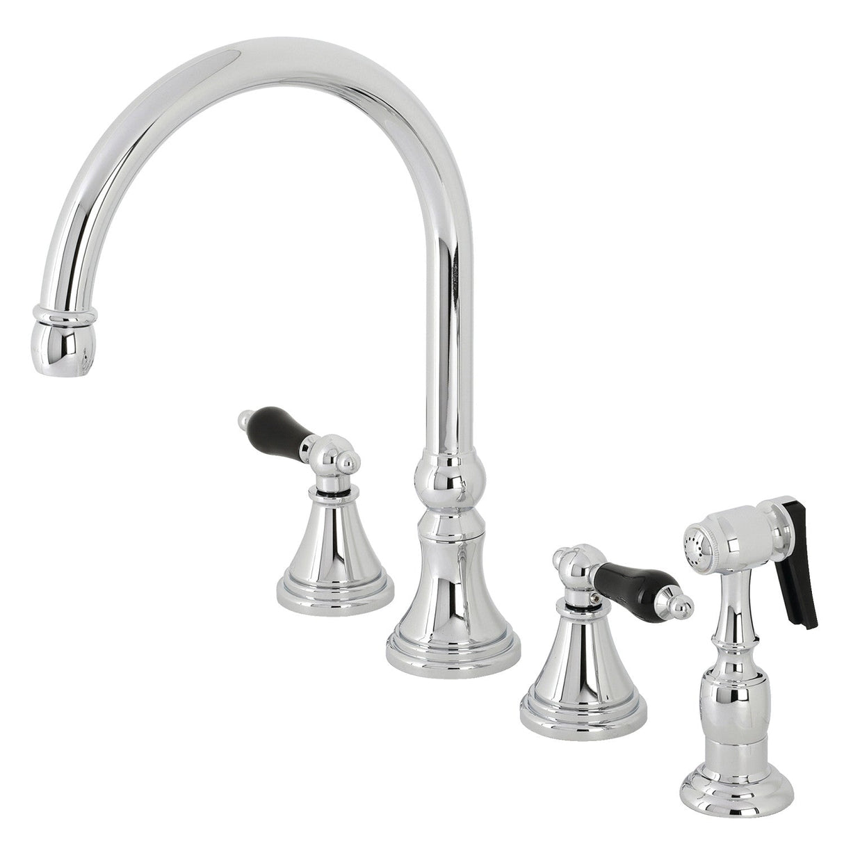 Duchess KS2791PKLBS Widespread Kitchen Faucet with Brass Sprayer, Polished Chrome
