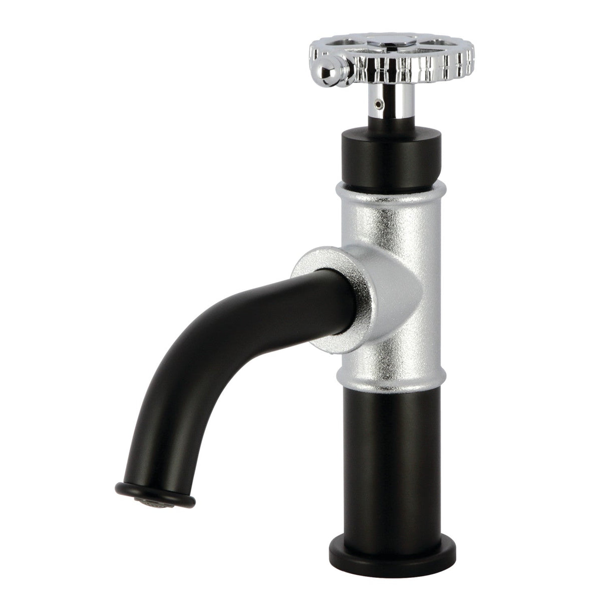 Fuller KS2821CG Single-Handle 1-Hole Deck Mount Bathroom Faucet with Push Pop-Up, Matte Black/Polished Chrome