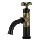 Fuller KS2823CG Single-Handle 1-Hole Deck Mount Bathroom Faucet with Push Pop-Up, Matte Black/Antique Brass