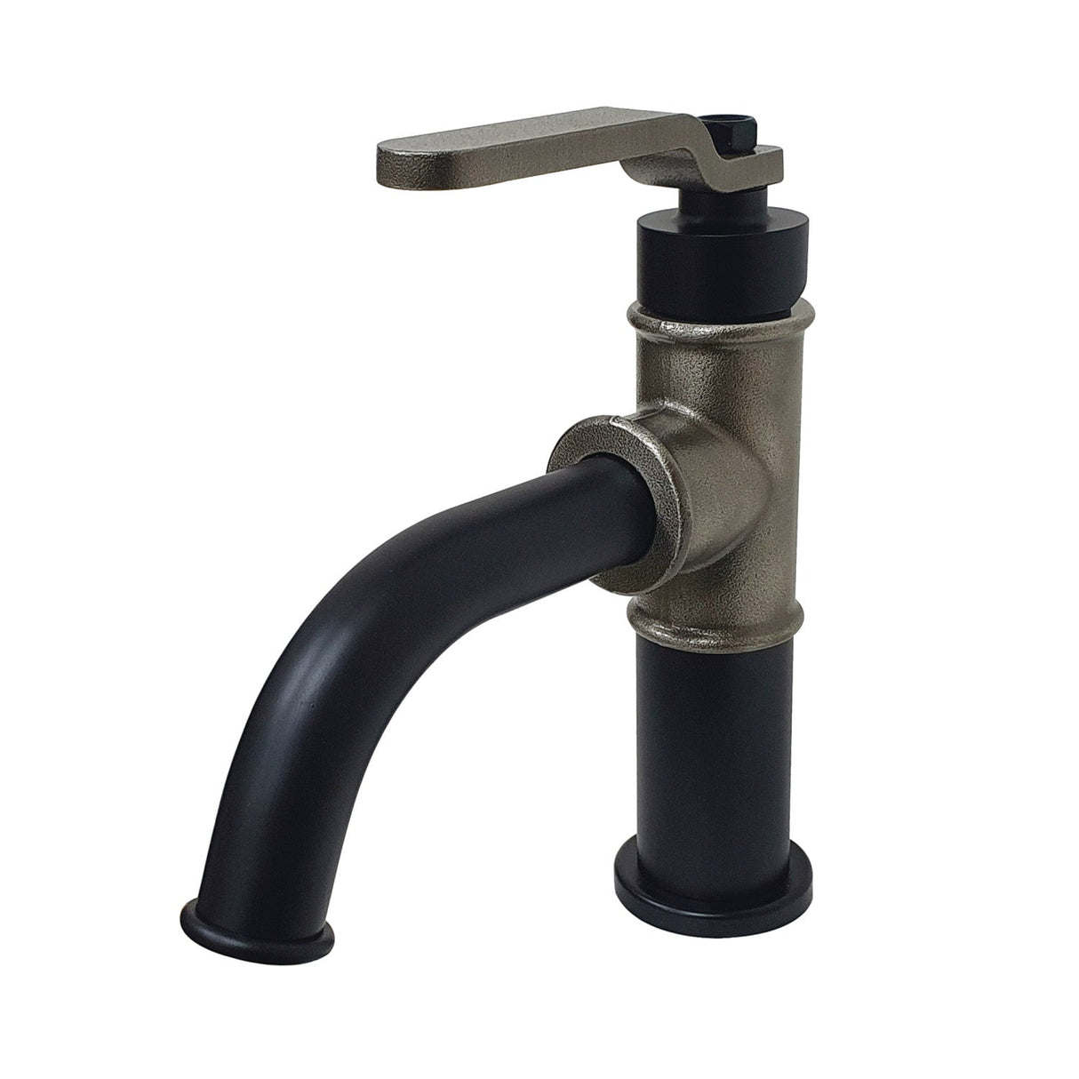 Whitaker KS2824KL Single-Handle 1-Hole Deck Mount Bathroom Faucet with Push Pop-Up, Matte Black/Black Stainless
