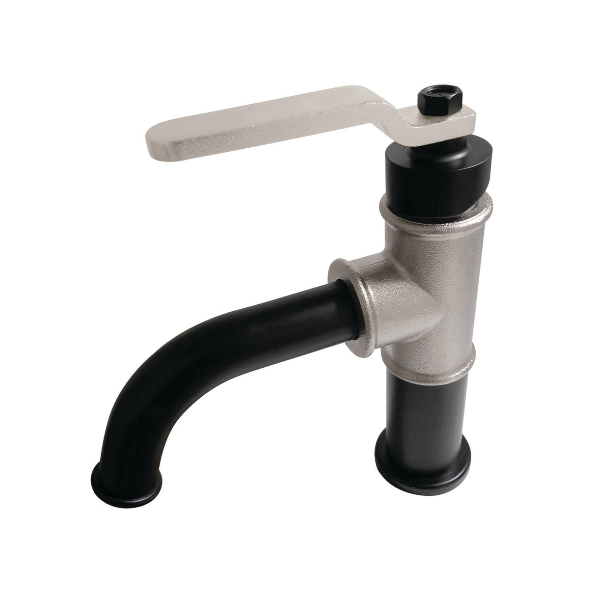 Whitaker KS2826KL Single-Handle 1-Hole Deck Mount Bathroom Faucet with Push Pop-Up, Matte Black/Polished Nickel