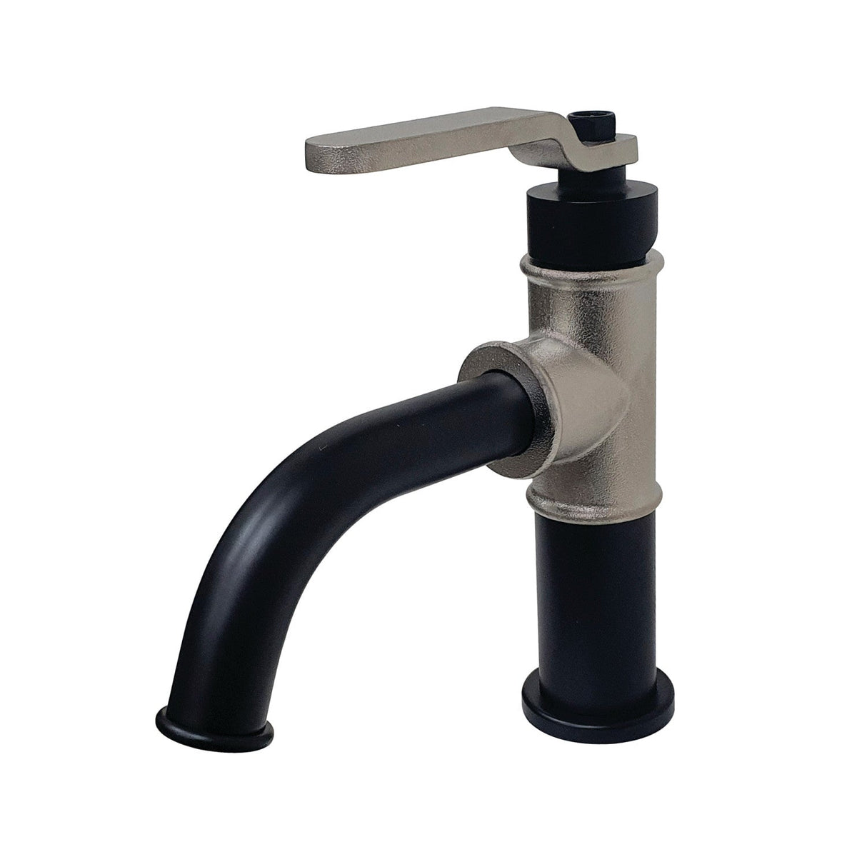 Whitaker KS2828KL Single-Handle 1-Hole Deck Mount Bathroom Faucet with Push Pop-Up, Matte Black/Brushed Nickel