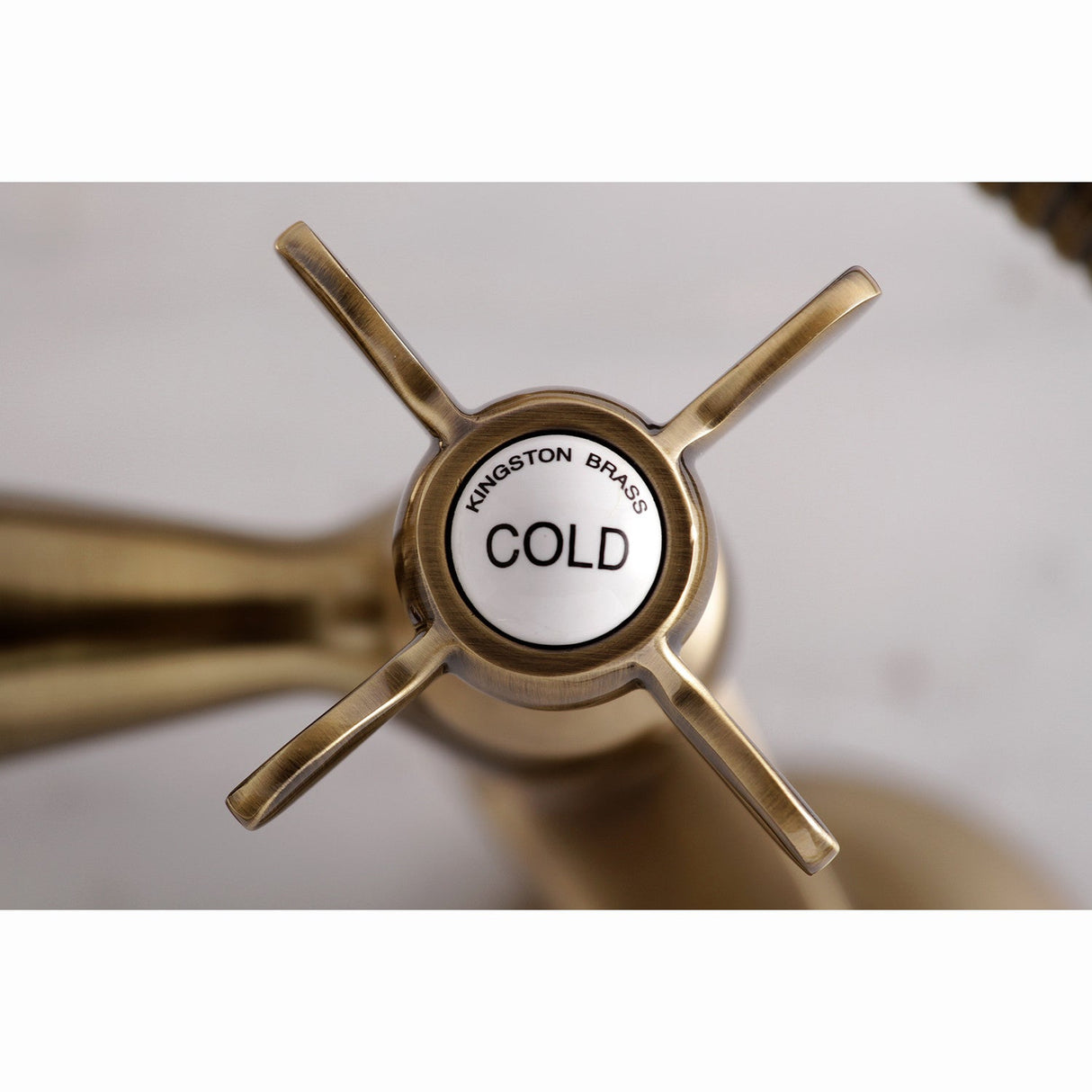 Essex KS285AB Three-Handle 2-Hole Tub Wall Mount Clawfoot Tub Faucet with Hand Shower, Antique Brass