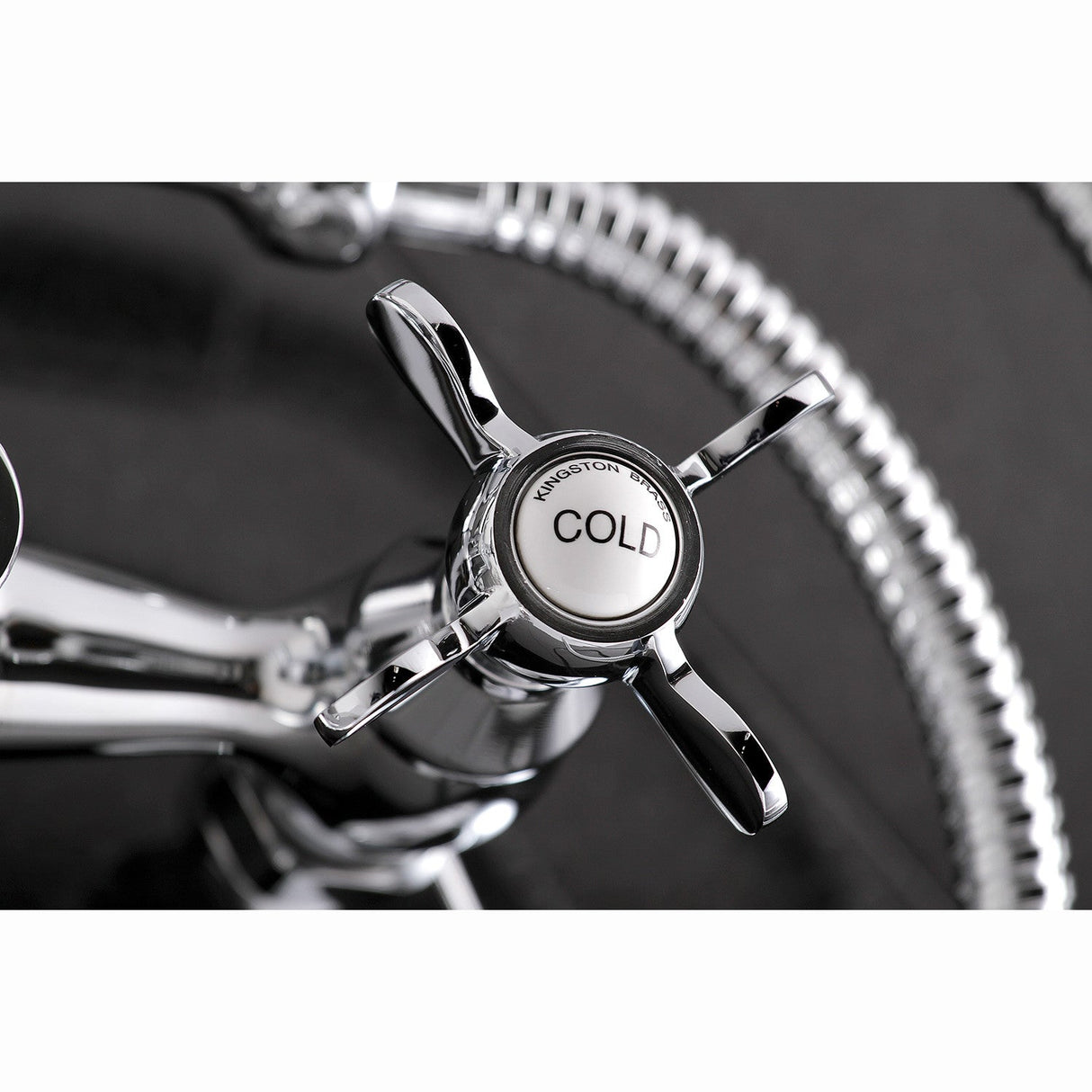 Essex KS285C Three-Handle 2-Hole Tub Wall Mount Clawfoot Tub Faucet with Hand Shower, Polished Chrome