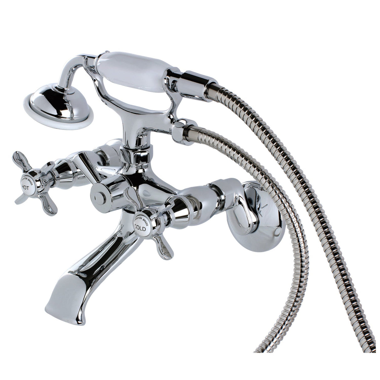 Essex KS285C Three-Handle 2-Hole Tub Wall Mount Clawfoot Tub Faucet with Hand Shower, Polished Chrome