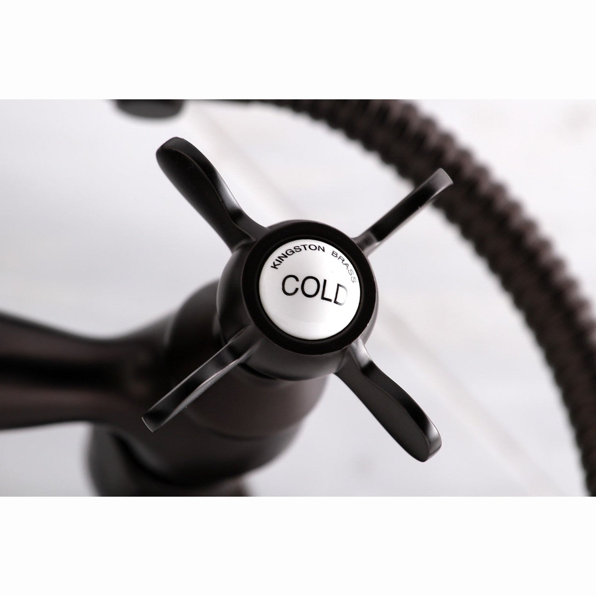 Essex KS285ORB Three-Handle 2-Hole Tub Wall Mount Clawfoot Tub Faucet with Hand Shower, Oil Rubbed Bronze