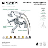 Essex KS287SB Three-Handle 2-Hole Deck Mount Clawfoot Tub Faucet with Hand Shower, Brushed Brass