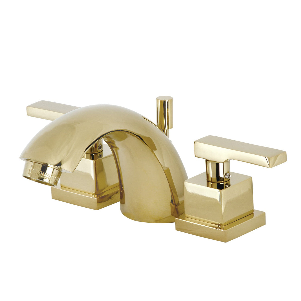 Executive KS2952QLL Two-Handle 3-Hole Deck Mount Mini-Widespread Bathroom Faucet with Brass Pop-Up, Polished Brass