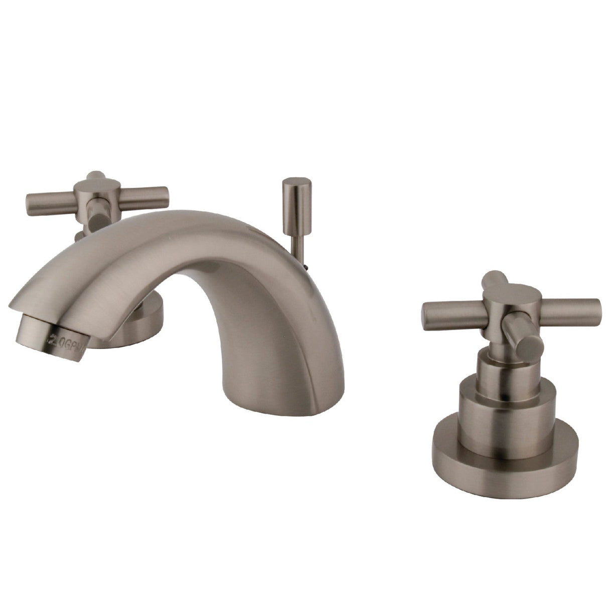 KS2958EX Two-Handle 3-Hole Deck Mount Mini-Widespread Bathroom Faucet with Brass Pop-Up, Brushed Nickel
