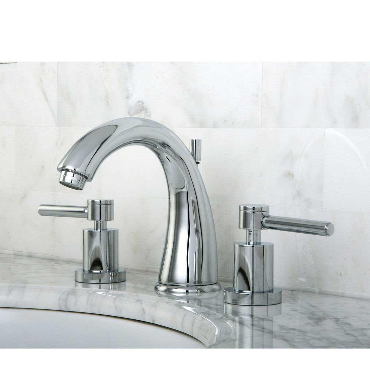 Concord KS2961DL Two-Handle 3-Hole Deck Mount Widespread Bathroom Faucet with Brass Pop-Up, Polished Chrome