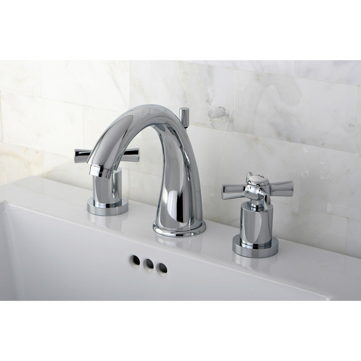 Millennium KS2961ZX Two-Handle 3-Hole Deck Mount Widespread Bathroom Faucet with Brass Pop-Up, Polished Chrome
