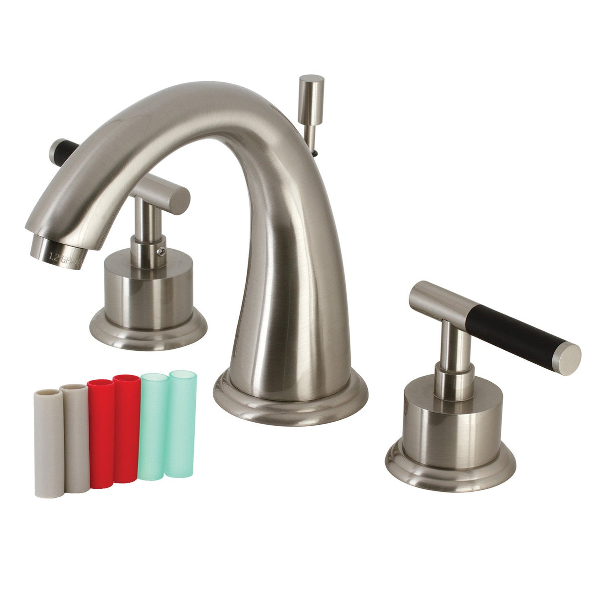 Kaiser KS2968CKL Two-Handle Deck Mount Widespread Bathroom Faucet with Brass Pop-Up, Brushed Nickel