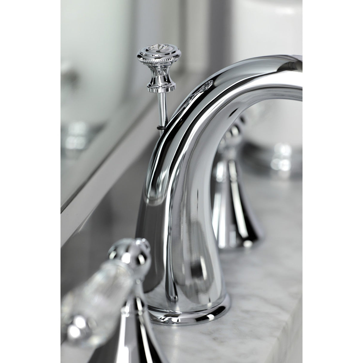 Wilshire KS2971WLL Two-Handle 3-Hole Deck Mount Widespread Bathroom Faucet with Brass Pop-Up, Polished Chrome