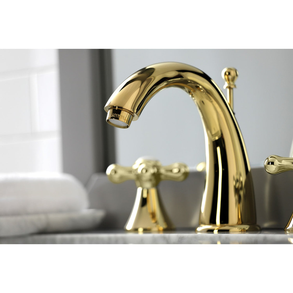 Naples KS2972AX Two-Handle 3-Hole Deck Mount Widespread Bathroom Faucet with Brass Pop-Up, Polished Brass