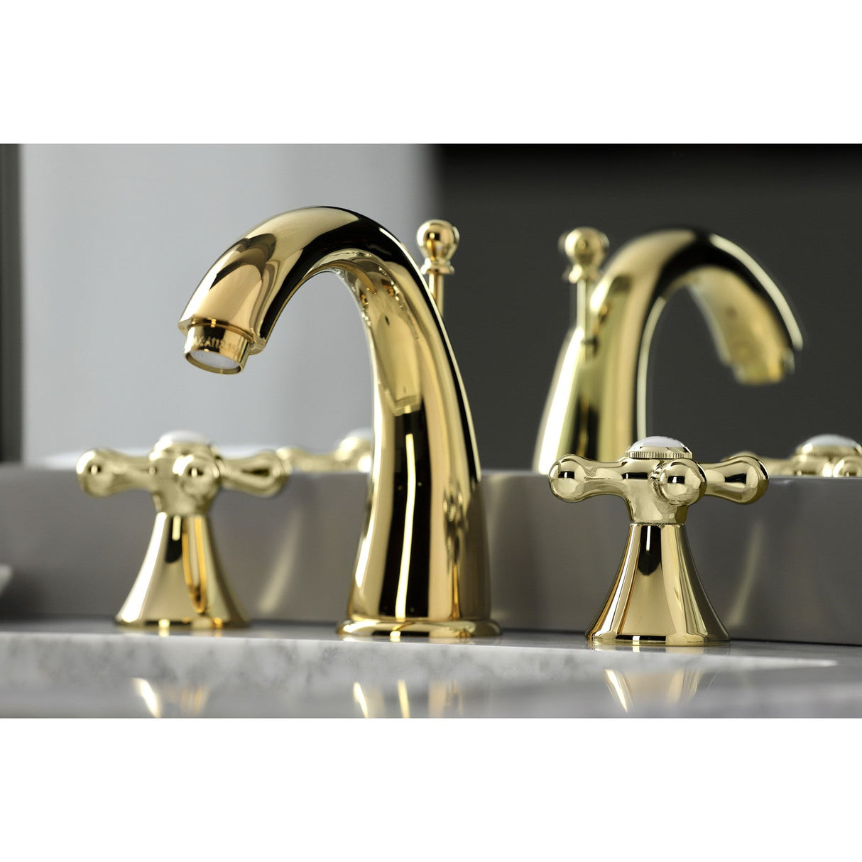 Naples KS2972AX Two-Handle 3-Hole Deck Mount Widespread Bathroom Faucet with Brass Pop-Up, Polished Brass