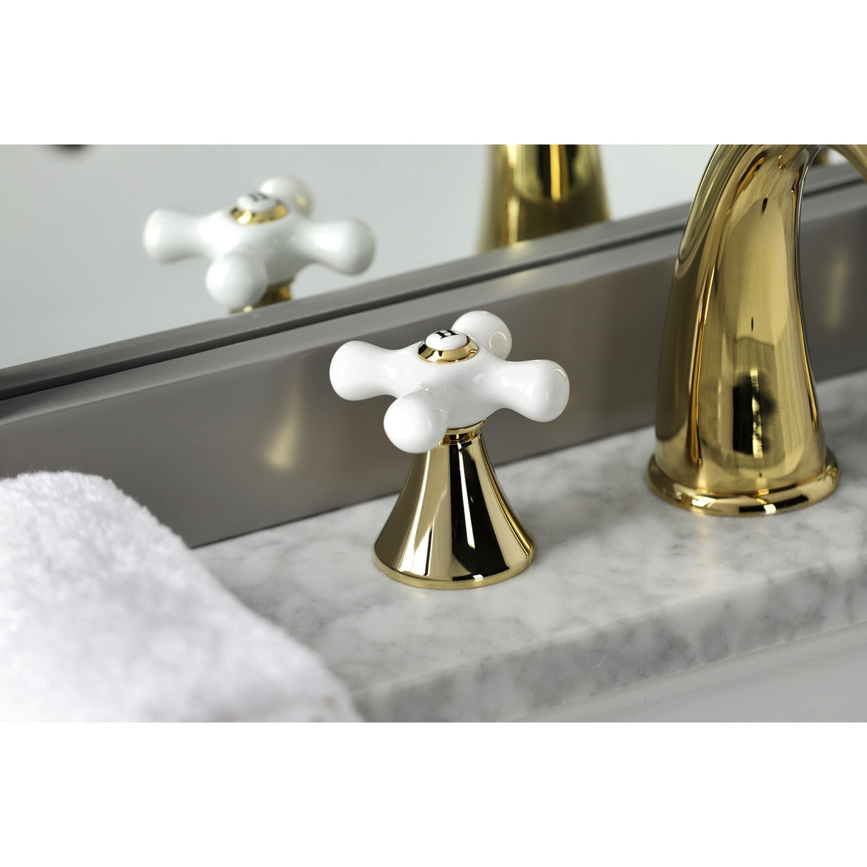 Naples KS2972PX Two-Handle 3-Hole Deck Mount Widespread Bathroom Faucet with Brass Pop-Up, Polished Brass