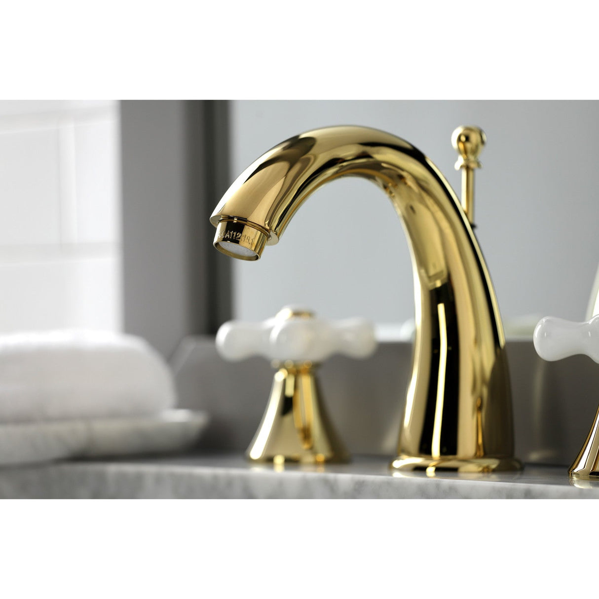 Naples KS2972PX Two-Handle 3-Hole Deck Mount Widespread Bathroom Faucet with Brass Pop-Up, Polished Brass