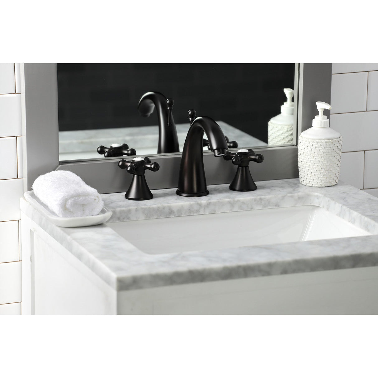 Naples KS2975AX Two-Handle 3-Hole Deck Mount Widespread Bathroom Faucet with Brass Pop-Up, Oil Rubbed Bronze