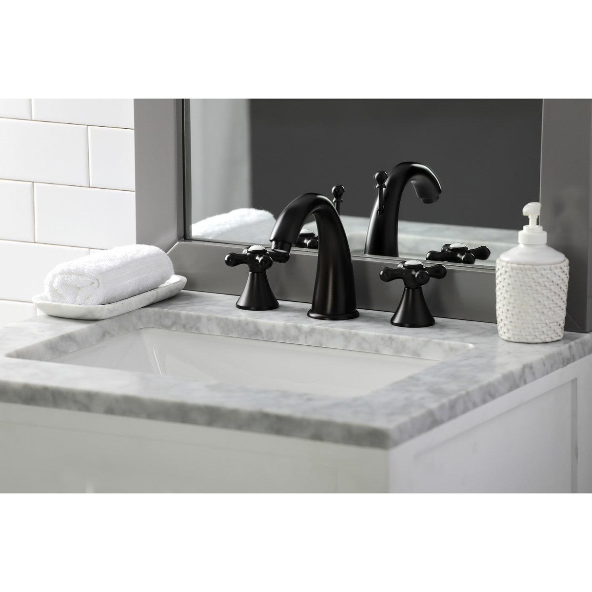 Naples KS2975AX Two-Handle 3-Hole Deck Mount Widespread Bathroom Faucet with Brass Pop-Up, Oil Rubbed Bronze